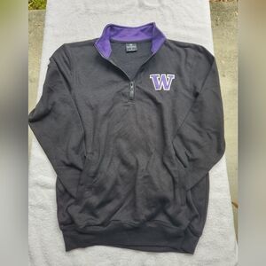 WASHINGTON HUSKIES|Colosseum 1/4 Zip Lined Pullover|Men's S|NCAA Black|Stitched